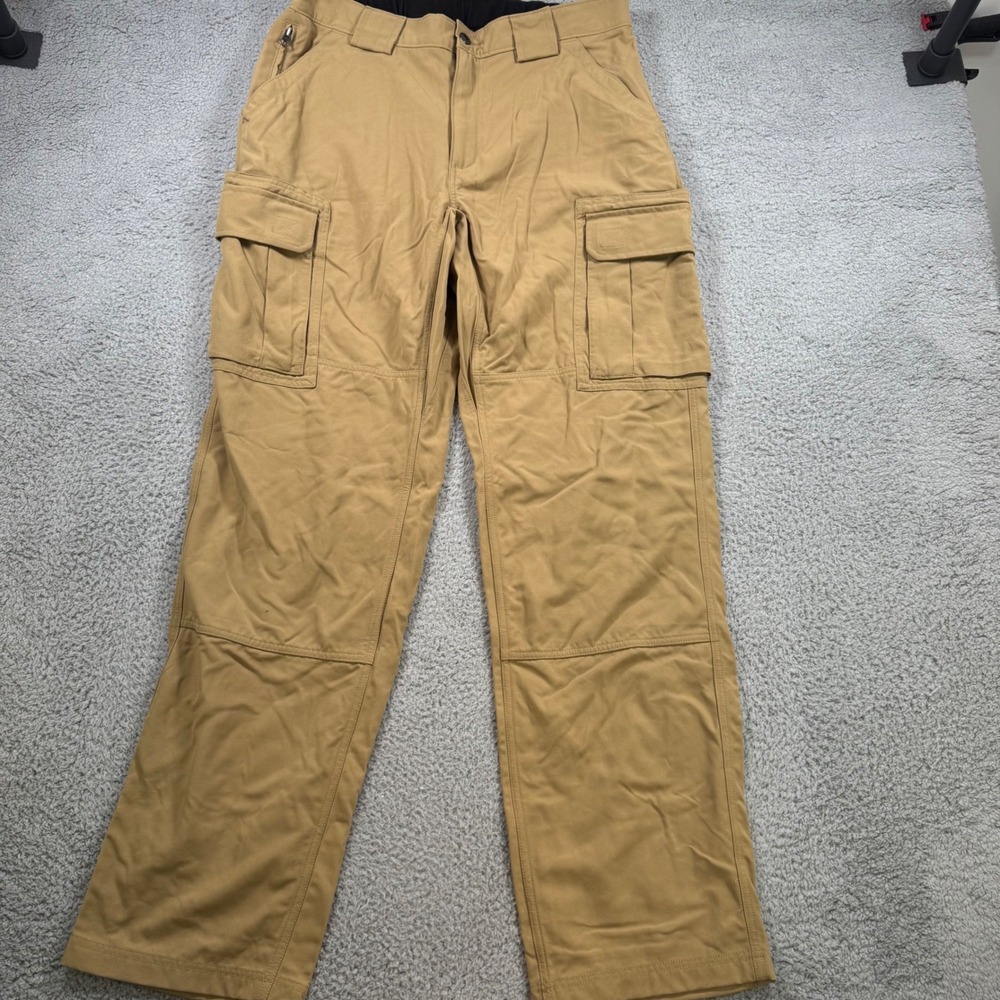 Duluth Trading Co Mens L x 34 Tan Nylon Cargo Hiking Tactical Pants Scotchgard